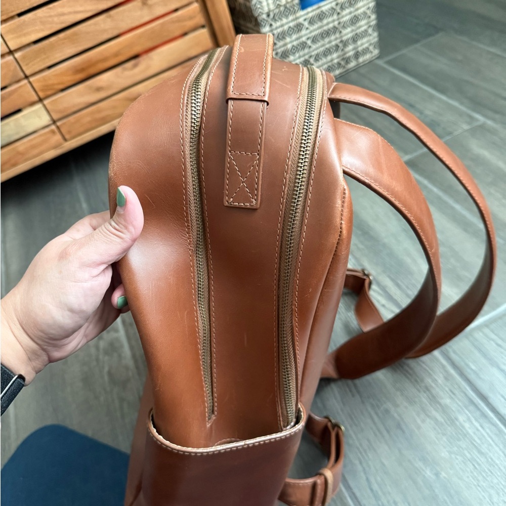 Able Alem Brown Leather Backpack - Picture 7 of 8